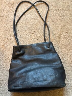 Tignanello Black Leather Double-Strap Shoulder Tote